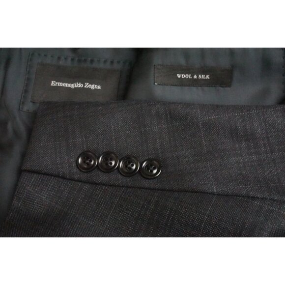 Ermenegildo Zegna Milano CURRENT Silk Blend Gray Plaid Sport Coat Jacket 46R